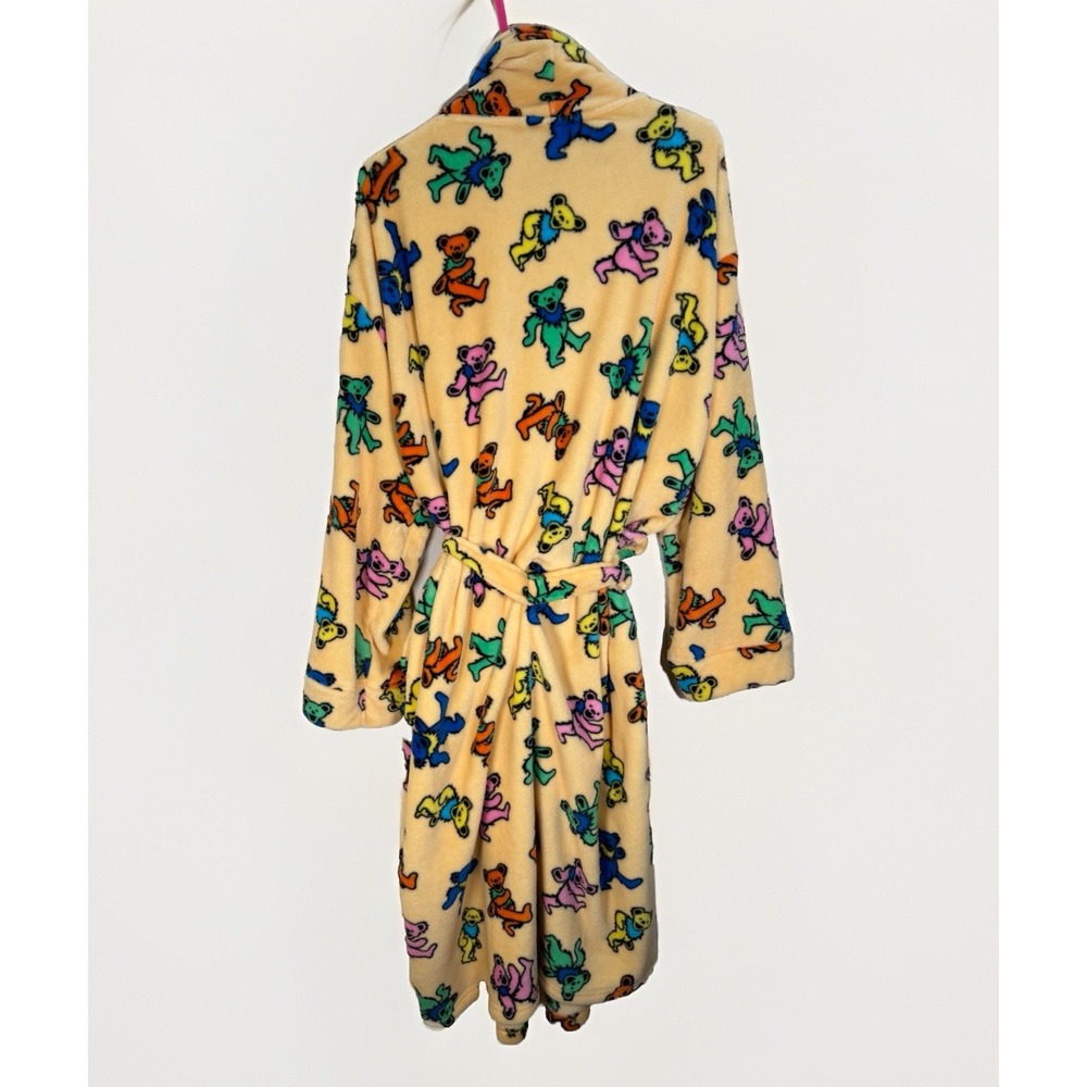 Grateful Dead Dancing Bears Fleece Robe Yellow One Size Licensed Hippie Soft! - Picture 7 of 7